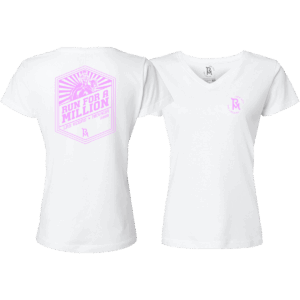 TRFAM Sunburst Logo Women’s V-Neck – White & Pink